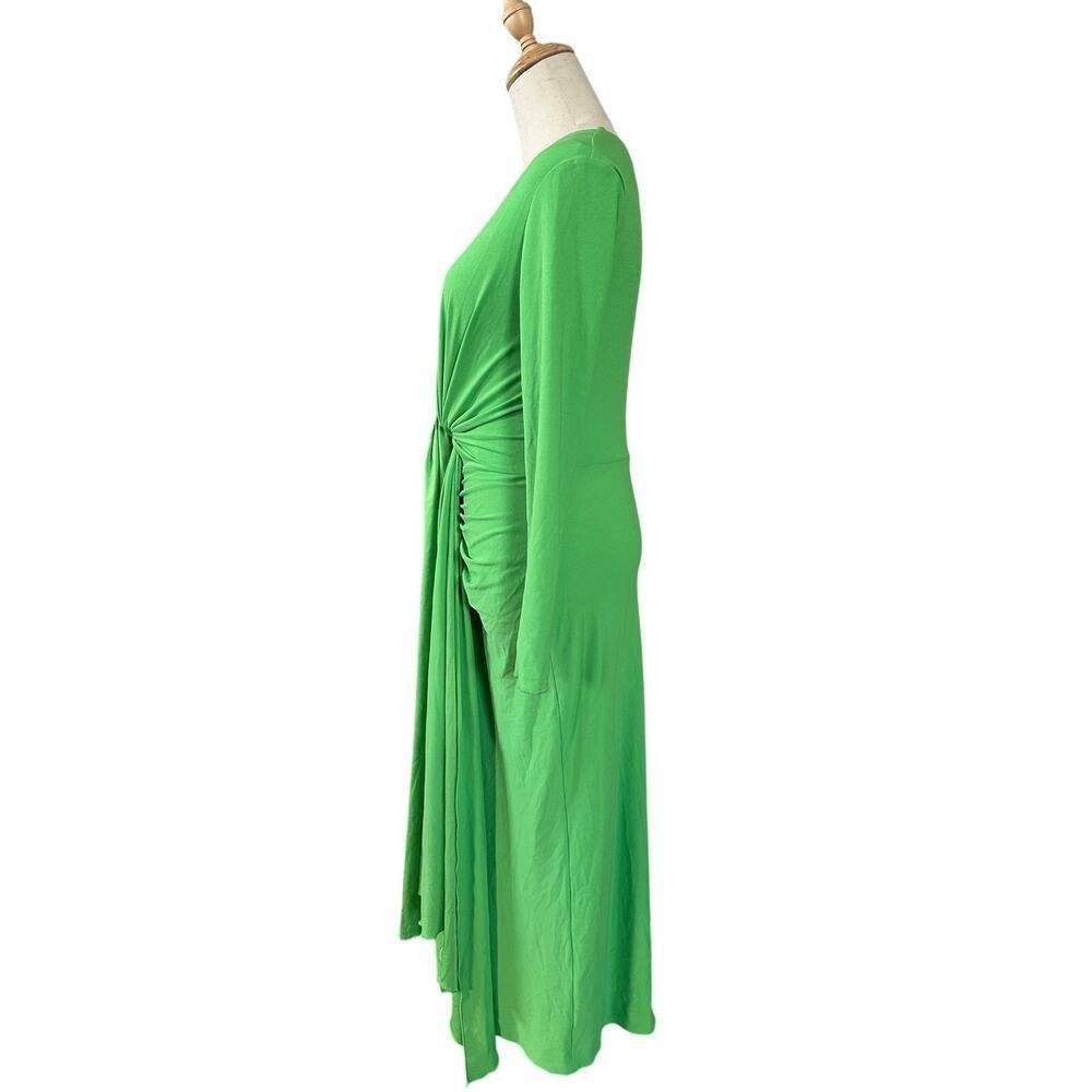 NWT SOLACE London Lorena Deep V-Neck Long Dress Neon Green Long Sleeve Size 0 - Picture 6 of 11